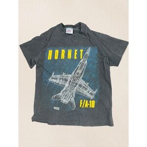 Vintage 1993 Hornet F/A-18 Fighter Jet T-Shirt Oneita Power-T Made in USA Small
